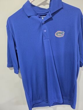 Antigua Shirt Men's Small Florida Gators Short Sleeve Polo Blue Embroidered Logo